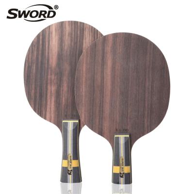 China New Gold Sword Bottom Black Sandalwood Fiber Bottom Straight Beaten Horizontal Board Black Inline Table Tennis Racket 160*152mm for sale