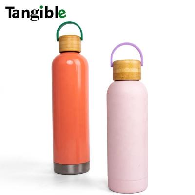 China PORTABLE Eco-friendly Bamboo Lid Thermos Vacuum Flask Insulated Vacuum Stainless Steel Coffee Tea Bamboo Thermal Water Flask for sale