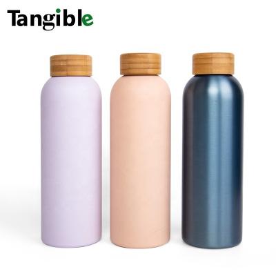 China PORTABLE Custom 500Ml Insulated Tumbler Bamboo Water Bottle Eco Stainless Steel Belt Filter Bamboo Water Bottle St Thermos Cup for sale