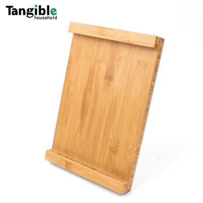 China Customized Viable A3 A4 A5 Size Seat Bamboo Wooden Base Display Stand Stand Seat Tag Sign Holder Bamboo Business Card for sale