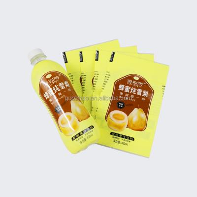 China Heat Sensitive Shrink Film For Bottle Shrink Label High Quality Anti-static Juice Shrink Labels Custom Juice Labels for sale