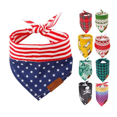 China Various Viable Custom Plaid Design Logo Printed Dog Bandana Scarf Bandanas For Dogs Pet for sale