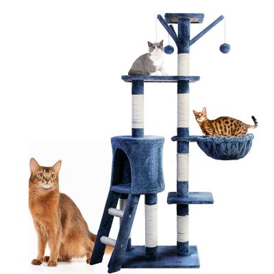 China Hot Selling Sustainable Large Cat Scratcher Tree House Furniture Cat Scratcher Tree House Furniture Multilevel Wooden Activity Cat Tree Tower for sale