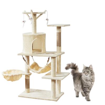 China Modern Climbing Wooden Tower Cat Tree Scratch Pet Housing Furniture Cat Tree Scratcher Sisal Castle Wholesale Viable Big Large for sale