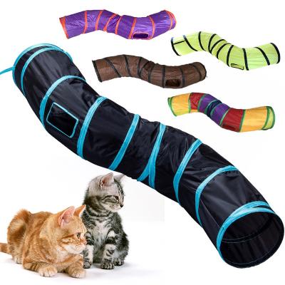 China Wholesale Viable S Cat Tunnel with Play Ball, Cat Chute Cat Tube Toy Interactive, S-tunnel for Indoor Cat Puppy Rabbit Kitty Kitten for sale