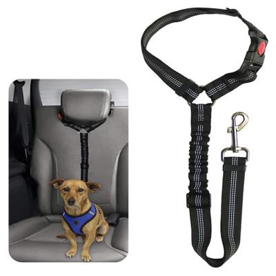 China Headrest Dog Car Safety Belt Bungee Pad Pet Safety Dog Car Elastic Reflective Reflective Seat Belt for sale