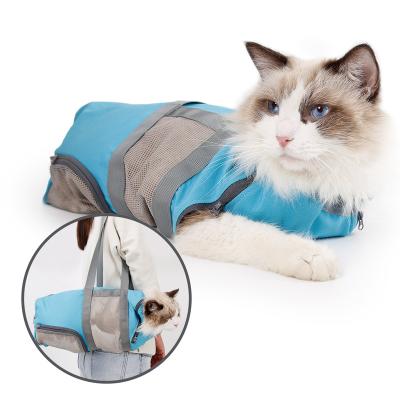 China Viable Wholesale Cat Grooming Shower Washing Bag Anti Scratch Cat Control Bathing Bag Anti Bite for sale