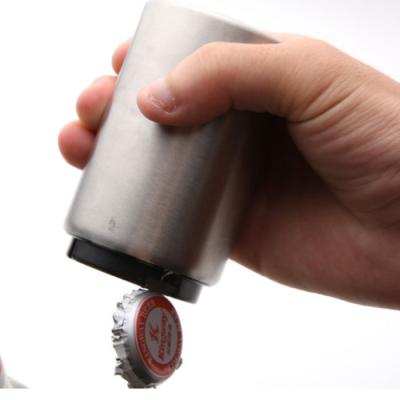 China Sustainable Promotional Creative Stainless Steel Pull Down Automatic Magnet Beer Bottle Opener Custom for sale