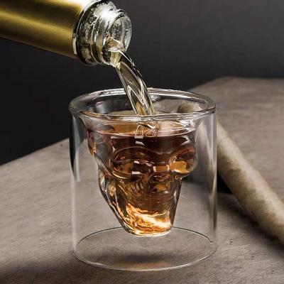 China Viable 125/150ML Wine Skull Mug, Borosilicate Glass Whiskey Skull Cup Mug for sale