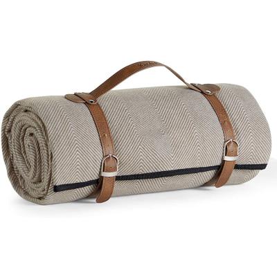 China Custom Made Extra Large Fashionable Luxury Herringbone Portable Picnic Blanket Outdoor, Waterproof Canvas Picnic Blanket for sale