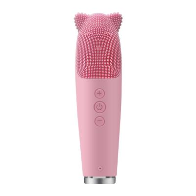 China USB Rechargeable 42 Degree DEEP CLEANING Adjustable Constant Temperature 7 Speeds Improve Dark Circles Skin Cleansing Sonic Face Cleansing Brush for sale