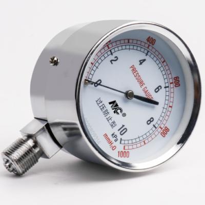 China 75mm Stainless Steel Pressure Gauge 0-60kpa G3/8 Nickel Plated Brass Pressure Gauge for sale