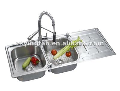 China Without Faucet Kitchen Sink 1200*500 Double Bowl Sink for sale