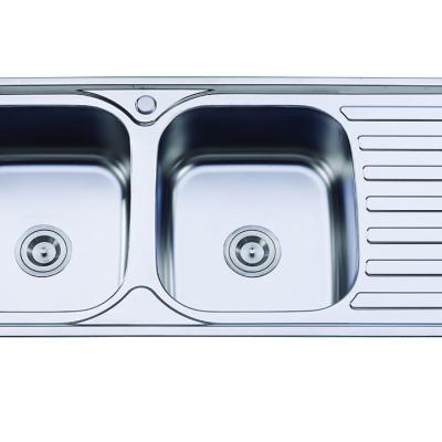 China Without Faucet High Grade Hardware Double Bowls Top Mount Kitchen Sink With Washboard for sale