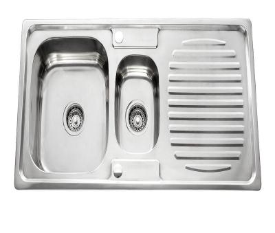 China With Faucet Stainless Steel Kitchen Sink Double Bowl 1050x500x180mm for sale