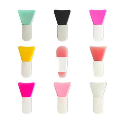 China Flat Brush 1pc Mini Silicon Head Mask Makeup Sweep Face Cream Short Spatula Tool for sale