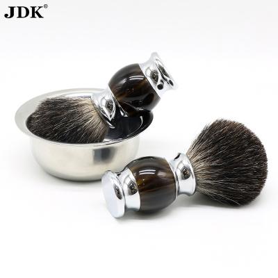 China Luxury Shaving Brush JDK Stainless Steel Men Grooming Badger Hair Shaving Brush With Bowl for sale