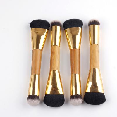 China 1pcs Double End Bamboo Handle Hot Foundation Silky Soft Brush Blush Makeup Brush Beauty Tools for sale