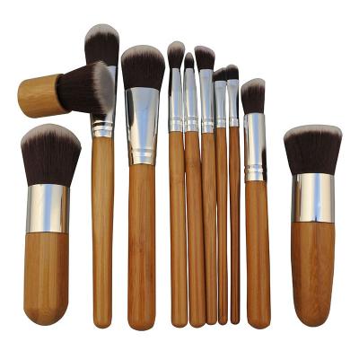 China 11pcs Handle Makeup Set Brush Silky Soft Eco Hair Knot Natural Bamboo Synthetic Beauty Brush for sale