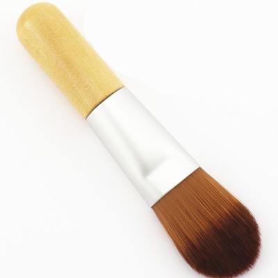 China Flat Brush OEM Factory Mini Face Wood Handle Synthetic Facial Hair Mask Brush Applicator for sale