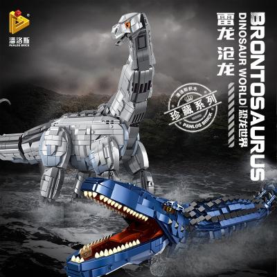 China DIY TOY Pan Lowes 611005-6 Mosasaurus Brontosaurus Assembly Model Dinosaur Building Block Dinosaur Boy Birthday Gift Toy for sale