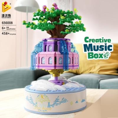 China DIY TOY Pan Lowes 656008 Creative Aerial 458PCS City Music Box Rotating Gift For Girls Birthday Building Block Toys for sale