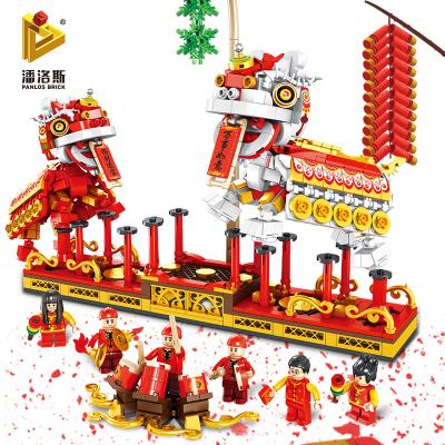 China 610007 Ruyi Chinese Collector's Series DIY TOY Pan Low Wind Edition 1161PCS Lion Dance Percussion Team New Year Gifts Building Block Toys for sale