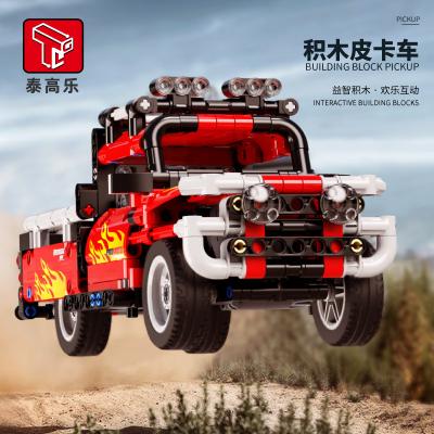 China DIY TOY Tai Gaole T3001-2 Mechanical Science and Technology Pull Back Pickup Truck Model Building Block Boy Toy Gift for sale