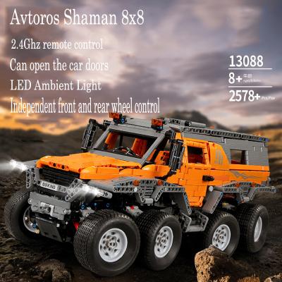 China DIY TOY NO.13088 Technic Avtoros Shaman 8x8 RC Car Electric Model Building Blocks Set Kids Bricks Toys For Children Gift for sale