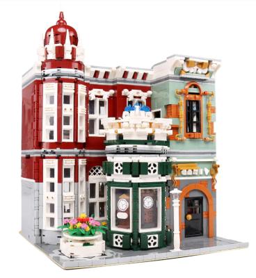 China DIY TOY NO.16005 Antique Street View Series Craft Collection Hall House Architecture Building Block Set With Light Children's Toy Gift for sale