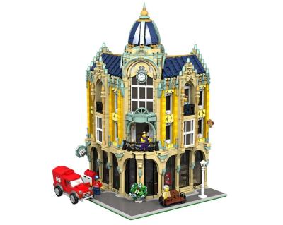 China DIY Corner Houses Architecture TOY NO.16010 Street View Series Post Office Building Block Set With Light Kids Toys For Children Gift for sale