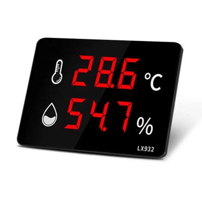 China Bath Thermometers Light Wall Mounted Thermometer and Hygrometer Large Screen Temperature Humidity Sensor Laboratory Household Red Glass Digital for sale