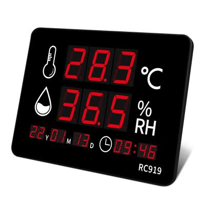 China Bath Thermometers Digital Wall Thermometer Hygrometer Indoor Thermometer Wall Clock LED Display Household Outdoor Plastic Thermometers for sale