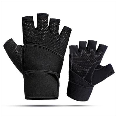 China Hot Selling Breathable Manly Silicone Fitness Weightlifting Gym Anti-Slip Gloves With Wrist Wraps for sale