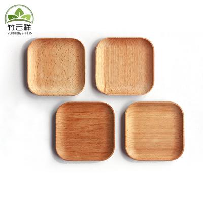 China Natural Viable Serving Dishes Beech Wood Handmade Mini Dessert Plates for sale