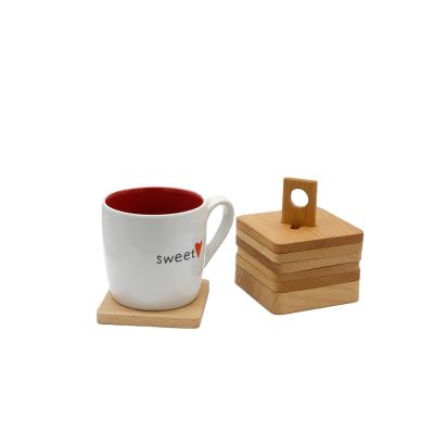 China 6pcs /set Square Beverage Coaster Coaster Tea Cup Mat Wooden Coffee Mat Cold Drinks and Hot Beverage for sale