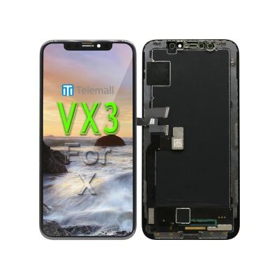 China telemall VX3 genuine hard screen lcd touch screen for iphone X 5.8 inch for sale