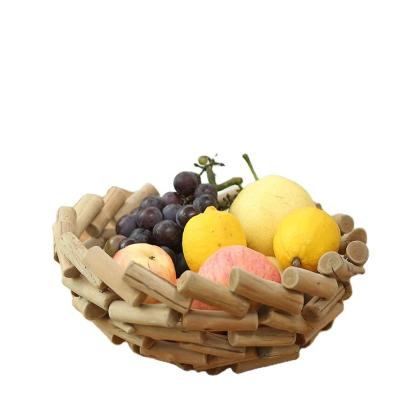 China Viable Wholesale Home Decoration Handmade Wooden Box Fruit Dish Storage Living Room Ornament for sale