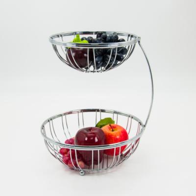 China Sustainable 2 Tier Display Metal Iron Rack Professional Customized Metal Countertop Fruit Basket for sale