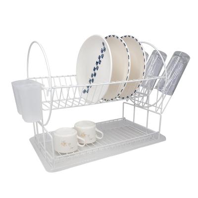 China High Quality Sustainable 2 Tier Kitchen Dish Drainer Organizer Metal Drying Dish Rack for sale