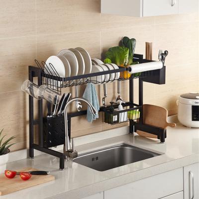 China Sustainable Household Over Sink Dish Drying Rack Stand Kitchen Stainless Steel Multifunctional Dish Rack for sale