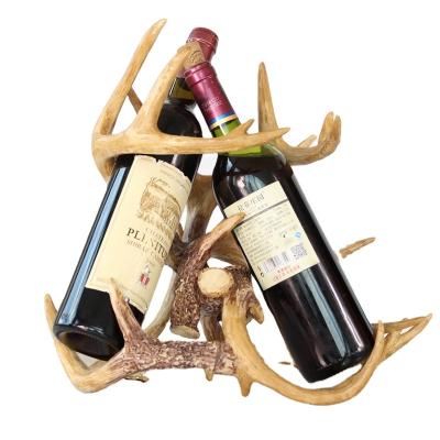 China Creative Home Art Decor Wine Rack Cabinet Ornament Wooden Funny Antlers Fruit Dish For Coffee Table Living Room for sale