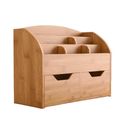 China Modern Wooden Multigrid Drawer Storage Box Desktop Amazon Bamboo Desktop Organizer for Cosmetics Jewelry Desktop Sundries for sale