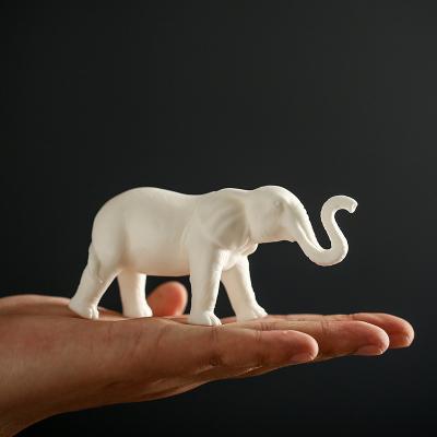 China Minimalist White Porcelain Elephant Ceramic Animal Gardening Small for sale