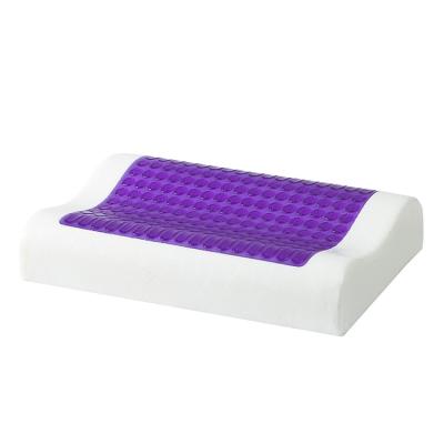 China Amazon Printing Bamboo Fabric Memory Foam Cutout Folded Hot Selling Single Cooling Pillow With Purple Gel for sale