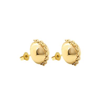 China Simple French Casual 18K/SI Sporty Retro Gold Plated Stainless Steel Semicircular Metal Ball Chain Earrings Women Jewelry Wholesale for sale