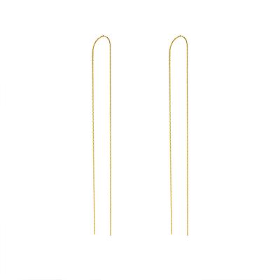 China 2022 new simple casual/sports temperament tassel fairy earrings are not allergic titanium steel circle earrings women plated 18K gold jewelry for sale