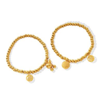 China 18K style INS steel bangle bracelet small jewelry pearl gourd blessing bag elastic titanium exquisite gold plated simple simple rope rope for sale