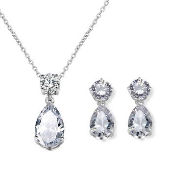 China Hot Selling CLASSIC Manufacturer Fashion Water Drop Necklace Earrings Two Piece Gift Sets With A.C.A. Zircon Jewelry Sets Wholesale Women for sale