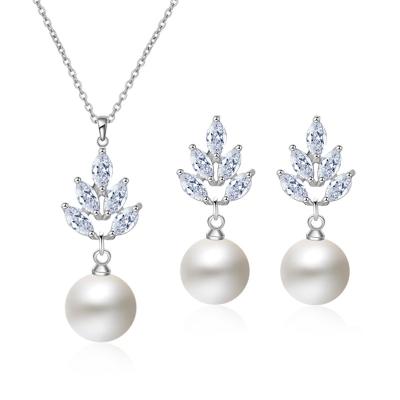 China High Quality Jewelry Set Fashion Bride Wedding Pearl Jewelry Christmas Gift Set Soft Micro Inlaid Zircon Jewelry Pendant Earrings And Necklace Sets for sale